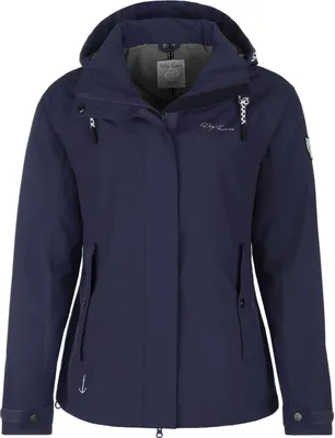 Produktbild von Dry Fashion Damen Funktionsjacke Norderney - Wasserdichte Outdoor-Jacke mit gestreiftem Innenfutter in Navy Größe 36
