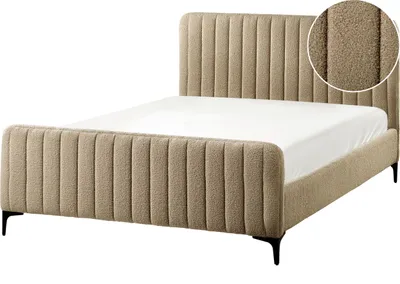 Obrázok produktu pre BELIANI Posteľ sivobéžové buklé čalúnenie 140 x 200 cm prešívané čelo kovové nohy lamelový rošt moderný dizajn spálňa