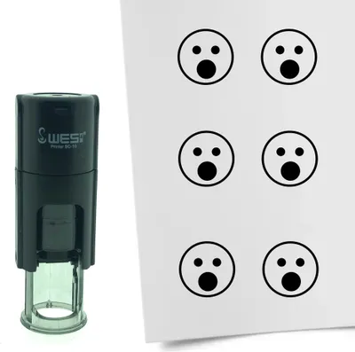 Produktbild von CombiCraft Selbstfärbender Stempel 'Erschrockener Smiley' in der Farbe Schwarz, Ø10mm