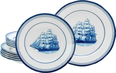 Produktbild von CreaTable, 24485, Segelschiff Blau, Tafelservice 12-tlg, Steingut