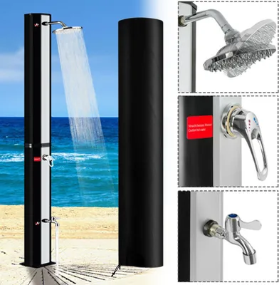 Produktbild von UISEBRT Solární sprcha 35 litrů Zahradní sprcha Solární teplá voda max. 60 °C bez elektřiny Venkovní sprcha Bazénová sprcha (černá+stříbrná)