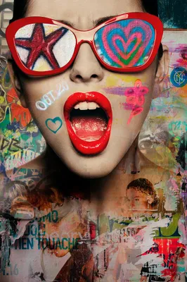 Produktbild von ArtUniverse Glasbild Street Art Sunglasses 80 x 120 cm