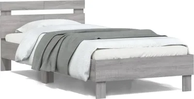 Produktbild von vidaXL Bettgestell mit Kopfteil Grau Sonoma 100x200 cm Holzwerkstoff
