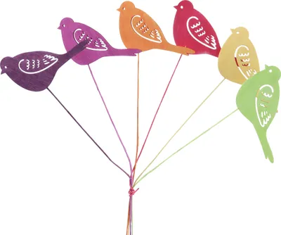 Produktbild von Frühlingsdeko Holz Blumenstecker Vogel 28cm Set 18 Stück – Bunte Pflanzenstecker Deko