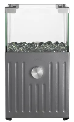 Produktbild von tepro Tischgasfeuerstelle Velioro, eckig mit Glasdekorsteinen und Glas-Windschutz, Edelstahlbrenner 0,9 kW, für Garten, 17x17x30,5 cm, anthrazit