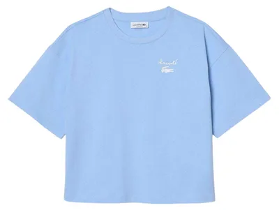 Image de Lacoste - T-shirt pour femme, coton épais, coupe décontractée GT16445 (36 DE) (bleu clair)