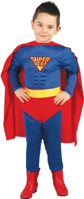 Produktbild von Super Hero Kostüm für Jungen Gr. 98-146, Größe:110/116