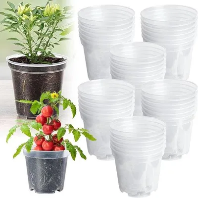 Zdjęcie produktu dla Plastikowe doniczki na zioła, 30 sztuk – przezroczyste doniczki na nasiona – 102 cm – otwory drenażowe