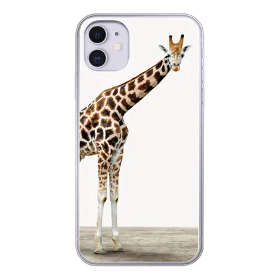 Produktbild von MuchoWow® Handyhülle Schutzhülle Hülle für iPhone 11 Giraffe - Tiere - Weißer Hintergrund - Kinder - Junge - Mädchen Silikon Softcase Handy Hülle - Handytasche