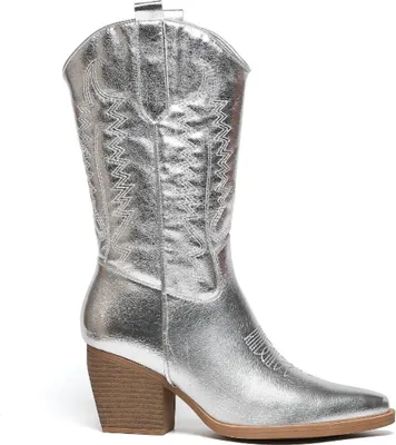 Produktbild von Cowboylaarzen Zilver Leatherlook Stiksels