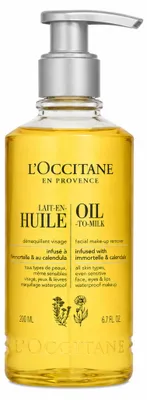 Produktbild von L'Occitane Oil-To-Milk Facial Make-up Remover, Make-up Reinigungsöl, Frauen, Universal, Beruhigend, 200 ml, Pumpenflasche