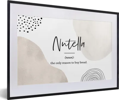 Produktbild von MuchoWow® Gerahmtes Poster Zitate - Nutella - Sprichwörter - Wörterbuch - Nutella Definition 60x40 cm - Poster mit Schwarzem Bilderrahmen Wandposter Rahmen Foto Bilder - Schlafzimmer - Plakat in Rahmen - Drucken