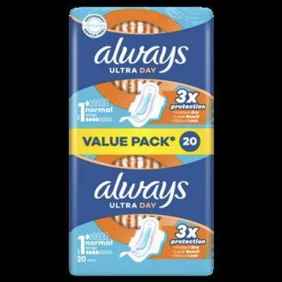 Zdjęcie produktu dla Always podpaski Ultra Day Normal Rozmiar 1 - 20 sztuk