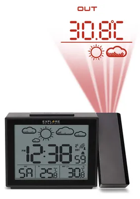 Image de EXPLORE SCIENTIFIC Réveil radioguidé par projection avec prévisions météo Couleur : noir