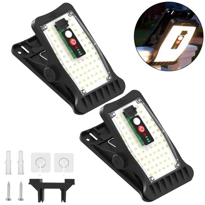 Produktbild von 2er Set Solarlampen für außen, Clip-on, Bewegungsmelder, 70 LEDs, 3 Lichtfarben, für Garten, Zaun & Dachrinnen