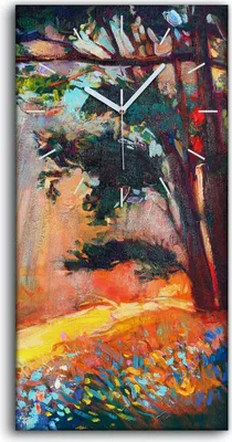Produktbild von Dekor Leinwand Uhr Wandbilder Geräuschlos 30x60 Gemälde Baum Wiese Blumen Natur - weiße Hände