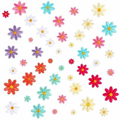 60 Bügelpatches Blumen – Aufbügelflicken für Kleidung, DIY