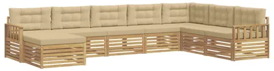 Produktbild von vidaXL Outdoor-Sofagarnitur mit Kissen 8 pcs Weiß und Beige