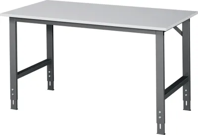 Produktbild von Werktisch Tom B1500xT800xH760-1080mm Arbeitsplatte Melamin Gestell anthrazitg, RAL7016