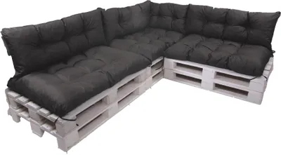 Produktbild von Vankúše na záhradný nábytok 7 ks 120x80 podsedák / chrbtový vankúš 120x40cm | sada vonkajších vankúšov na palety | paletový vankúš čierny