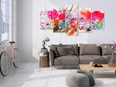 Produktbild von Akustikbild Abstrakt bunt 200x100 cm Bilder Akustikschaum Hochleistungsschallabsorber Schallschutz Leinwand 5 tlg Wandbild Raumakustik Schalldämmung f-C-0100-b-o