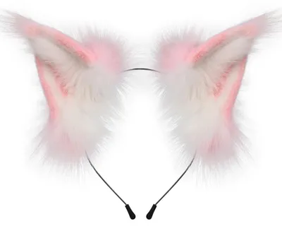 Produktbild von Fuchs Wolf Tier Ohren Stirnband Kunstpelz Haarband Cosplay Kostüm Zubehör Karneval Fasching Halloween - Farbe: Pinkwhite