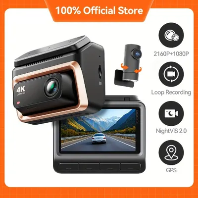 Produktbild von Dashcam mit Front- und Rückkamera – Doppelte Autokamera mit 4K-Auflösung, WLAN und Nachtsichtfunktion