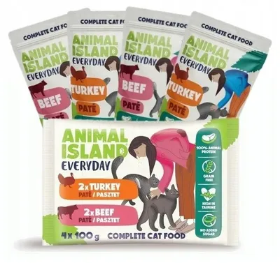 Zdjęcie produktu dla Mokra karma dla kota ANIMAL ISLAND wołowina/indyk 4x100g
