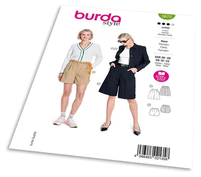 Obrázek produktu pro Střih Burda 5672 - Volné kraťasy a skládané bermudy
