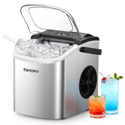 Produktbild von EUHOMY Eiswürfelmaschine Klein, 9 Eiswürfel in 6 Minuten, 12 kg/24H, Eiswürfelma