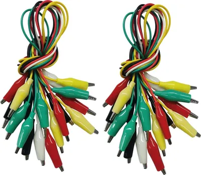 Produktbild von 20 Stück Krokodilklemmen mit Kabel, Krokodilklemmen Messkabel Prüfleitungen mit Krokodilklemmen Doppelendige Messleitung (50 cm)