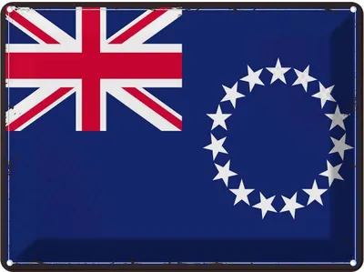 Produktbild von vianmo Blechschild 30x40 cm Cookinseln Retro Cook Islands Flagge Fahne Wappen