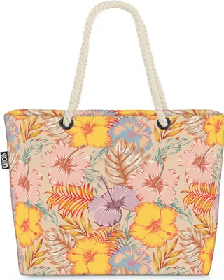 Produktbild von VOID Hawaii Blumenmuster Hibiskus Strandtasche Shopper 58x38x16cm 23L XXL Einkaufstasche Tasche Reisetasche Beach Bag