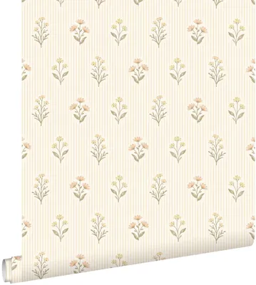 Produktbild von ESTAhome Tapete Blumen und Streifen Gelb 50 x 900 cm