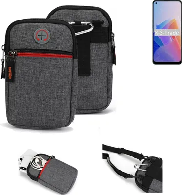 Produktbild von K-S-Trade Holster Gürteltasche kompatibel mit Oppo Reno7 Z 5G Handy Tasche Schutz Hülle grau Zusatzfächer 1x