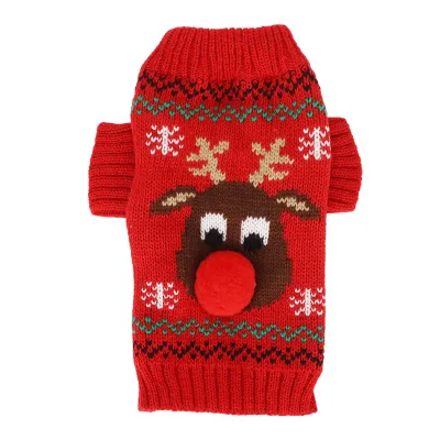 Immagine prodotto di Maglione da neve per cani, maglione natalizio spesso per cani di piccola e media taglia, taglia S, rosso