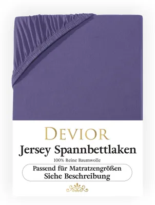 Produktbild von Devior Jersey Spannbettlaken 180x200 - 200x220 lila Bettlaken 100% Baumwolle für Boxspringbett und Wasserbett