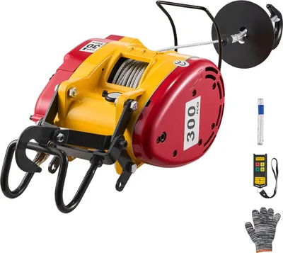 Zdjęcie produktu dla SucceBuy Elektryczna wciągarka linowa 300 kg, wciągnik elektryczny 2 w 1 1500 W, wysokość podnoszenia 30 m, prędkość liny 18,9 m/min, z przewodowym i bezprzewodowym pilotem do warsztatu, magazynu i garażu