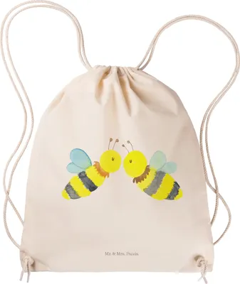 Produktbild von Mr. & Mrs. Panda Stoffbeutel Biene Liebe - Transparent - Geschenk, baumwoll turnbeutel, gymnastiktasche, Jutebeutel, gym tasche, wander rucksack, festival