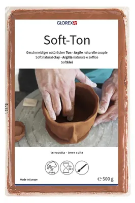 Produktbild von GLOREX 6 8075 137 - Soft Ton terracotta 500 g, natürlicher, lufthärtender Ton oh