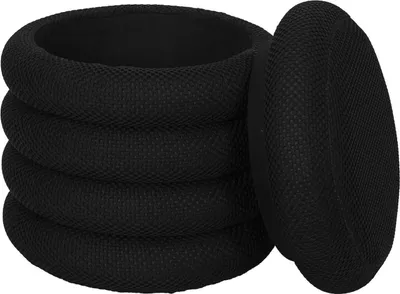 Produktbild von HowHomely | Pouffe - schwarz Puff - 37x37x42cm - Sitzhocker aus Stoff