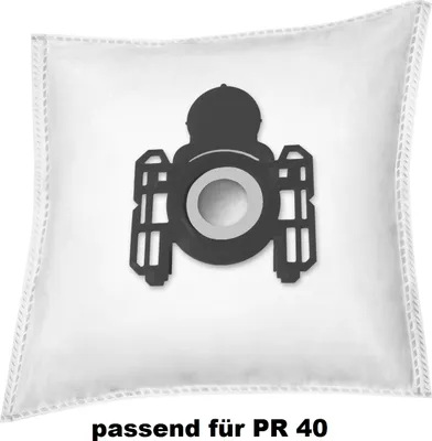 A vacuum cleaner dust bag with a black adapter and a white background.