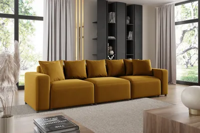 Produktbild von Sofa Designersofa Bigsofa MEGAN 3-Sitzer in Stoff Salvador Honiggelb