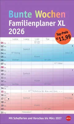 Produktbild von Bunte Wochen Familienplaner XL 2026