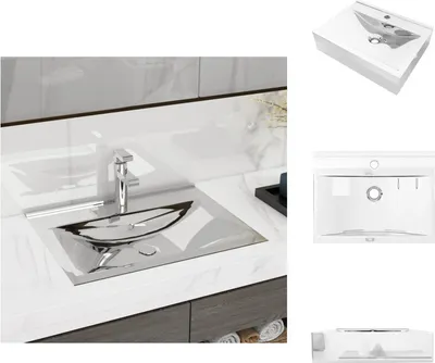 Obrázok produktu pre vidaXL Umývadlo s prepadom 60x46x16 cm keramické strieborné - Umývadlo do kúpeľne