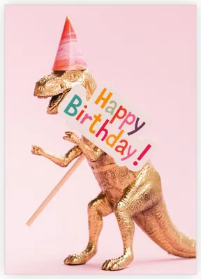 Produktbild von Coole Dinosaurier Geburtstagskarte um mit Humor fröhlich Happy Birthday zu wünschen
