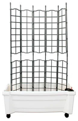 Produktbild von Pflanzkasten mit Rankgitter NYVIGreen 79x35x135 cm 42 Liter mit Bewässerungssystem - Pflanzkübel Spalier aus wetterfestem & recyceltem Kunststoff, Farbe:Weiß