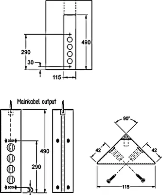 Produktbild von Energie-Ecksäule ST 3007/490 in SCHWARZ mit 4 Steckplätzen / Mehrfachsteckdose / Ecksteckdose