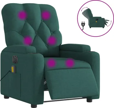 Obrázok produktu pre vidaXL Masážne kreslo Electric Tmavo zelená látka