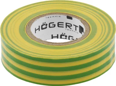 Produktbild von Högert Technik - PVC Isolierband gelb-grün 20 m für Elektroinstallation, Kabelisolierung, Reparaturband, wasserdicht, flexibel, selbstverlöschend, 19 mm Breite